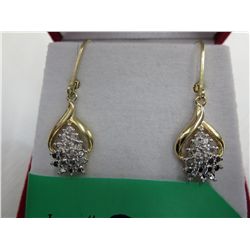 .925 Silver & Gold clad Diamond drop earrings
