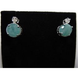 Genuine Emerald & Diamond filigree earrings