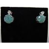 Image 1 : Genuine Emerald & Diamond filigree earrings