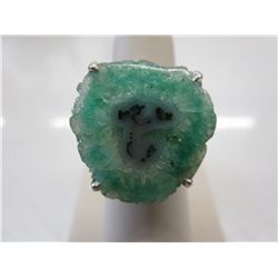 Green African Druzy ring - Sterling Silver