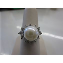 Fresh Water Pearl & Crystal ring