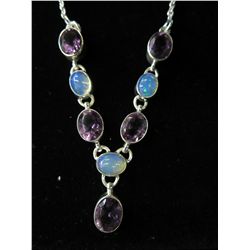 Blue Moonstone & Amethyst - custom made necklace