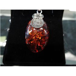 Baltic Amber necklace set in .925 Silver -NEW