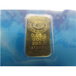 4 x Nadir Mint .999 gold bars - .05 g