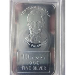 .999 Silver  - American Abraham Lincoln bar