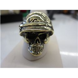Solid Bronze man's skull & helmet ring