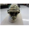 Image 1 : Solid Bronze man's skull & helmet ring