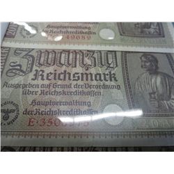 4 x WWII Nazi German Reichsmark bills