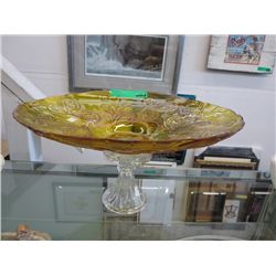Stunning Vintage large pedestal bowl - Amber to Clear