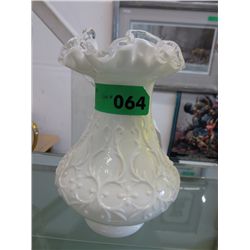 Fenton style ruffle edged vase. 8" tall, 5" dia
