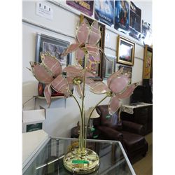 Four shaded- vintage brass & glass flower lamp