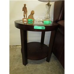 Wood side table w/glass insert - NEW