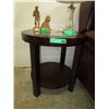 Image 1 : Wood side table w/glass insert - NEW