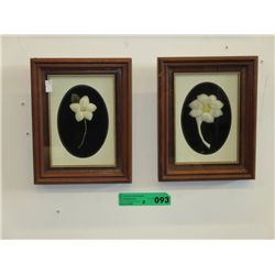2 Hand-crafted flowers made from caribou hair