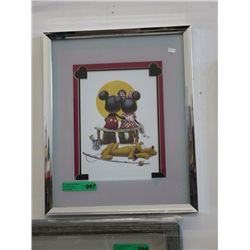 Framed print of Mickey, Minnie and Pluto