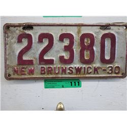 Pair of 1930 New Brunswick license plates