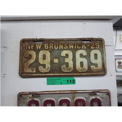 Pair of 1929 New Brunswick license plates