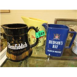 3 Collectible jugs with Scotch/Whiskey logos