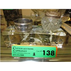 Silver napkin ring &  Sterling lidded glass jar