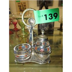 Vintage compote set w/Silver lids and spoons