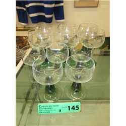 11 pieces of Vintage rib stemmed glasses