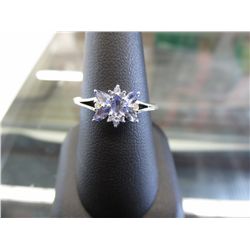 Tanzanite & diamond ring in Sterling Silver settin