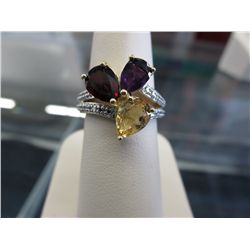 Garnet, Citrine & Diamond ring