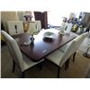 Image 1 : Dining table, bureau & six white leather chairs