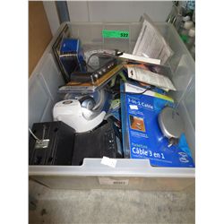 Tote of assorted electronic gadgets