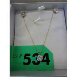 Crystal necklace & earrings set in 10K Gold