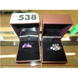 2 Silver plated rings with semi-precious stones