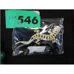 Rhinestone lizard brooch