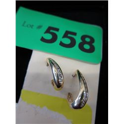 Pair of unstamped gold & crystal earrings