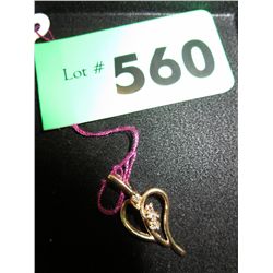 10k Gold heart pendant with 4 stones