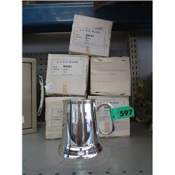 5 silver plated tankards in boxes