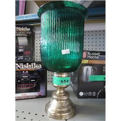 Silver plate glass shaded candle holder
