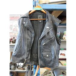Vintage leather punk vest. "Crimes" on back