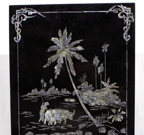 Chinese Abalone Inlay Black Lacquer Board