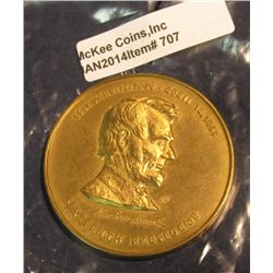 707. February 12, 1809-April 15, 1865 Abraham Lincoln Medal. Lincoln Memorial on reverse. 51 mm.