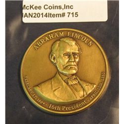 715. February 12, 1809-April 15, 1865 Abraham Lincoln Medal. Lincoln Memorial on reverse. 51 mm.