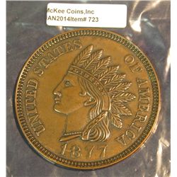 723. 1877 Indian head Cent large Souvenir Medal. 75mm.