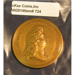 724. "Lvdovicvs Magnus Rex Christianiss" 1875 dated Large Bronze medal. 45mm. Weighs 1.66 ozs.