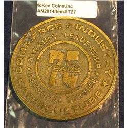 727. "Mercantile Trust & Savings Bank/Diamond Anniversary/M/1906-1981/Quincy, Illinois" Large Bronze
