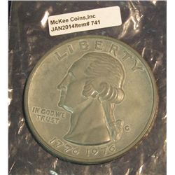 741. 1776-1976 Bicentennial Quarter Large Paper weight medal. 76mm.