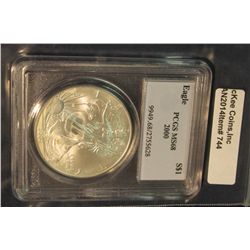 744. 2000 American Eagle Silver Dollar. PCGS slabbed "MS 68 2000"
