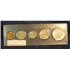 Image 2 : 976. 1978 Five-Piece U.S. Coin Set. BU. Cent to Half Dollar. Mounted in a Snaptight case.