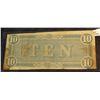 Image 2 : 1153. February 17th, 1864 $10 "The Confederate States of America" Bank Note. Nice and authentic.