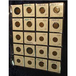 1503. (20) U.S. Lincoln Cents in a plastic page dating 1926 to 1930. All in 2" x 2" holders.