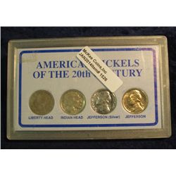 1526. American Nickels of the 20th Century. 4-pc. Set in a hard plastic case.
