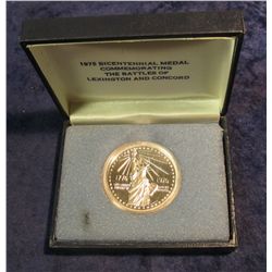 1586. Silver 1975 Bicentennial Medal Commemorating The Battles of Lexington and Concord. Ounce size.